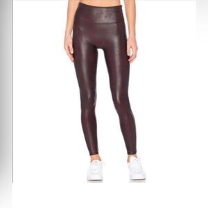 Spanx Faux Leather Leggings In Wine/ Deep Burgundy Maroon sz. XL